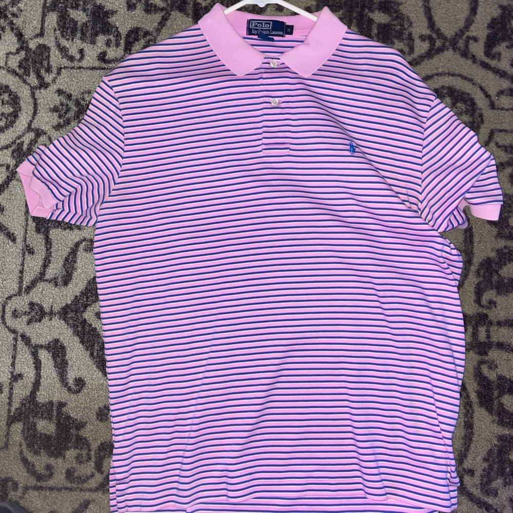 Ralph Lauren Pink and Blue Striped Polo